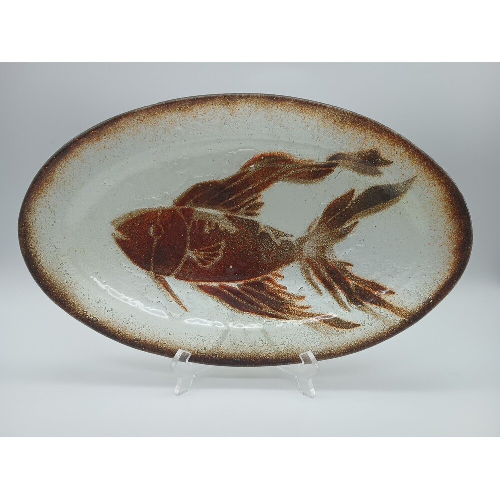 Art Glass Fish Platter Handmade In Israel